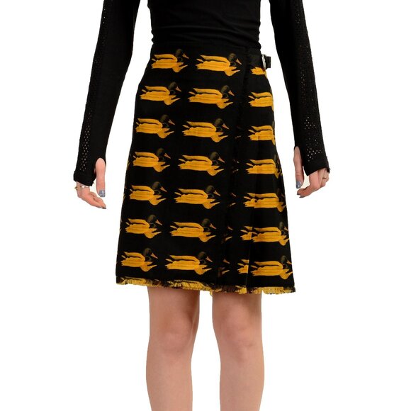 Burberry Women's 100% Wool Pleated A-Line Printed Skirt UK 10 US 8 IT 42